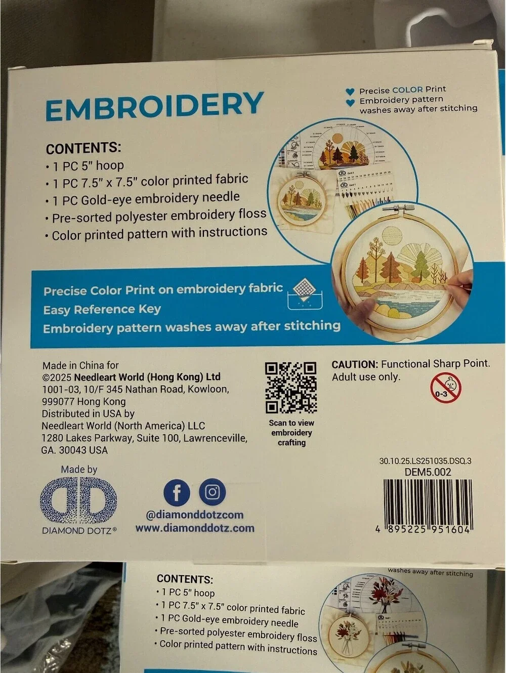 Diamond Dotz 5-Inch Fall Embroidery Kit with Hoop
